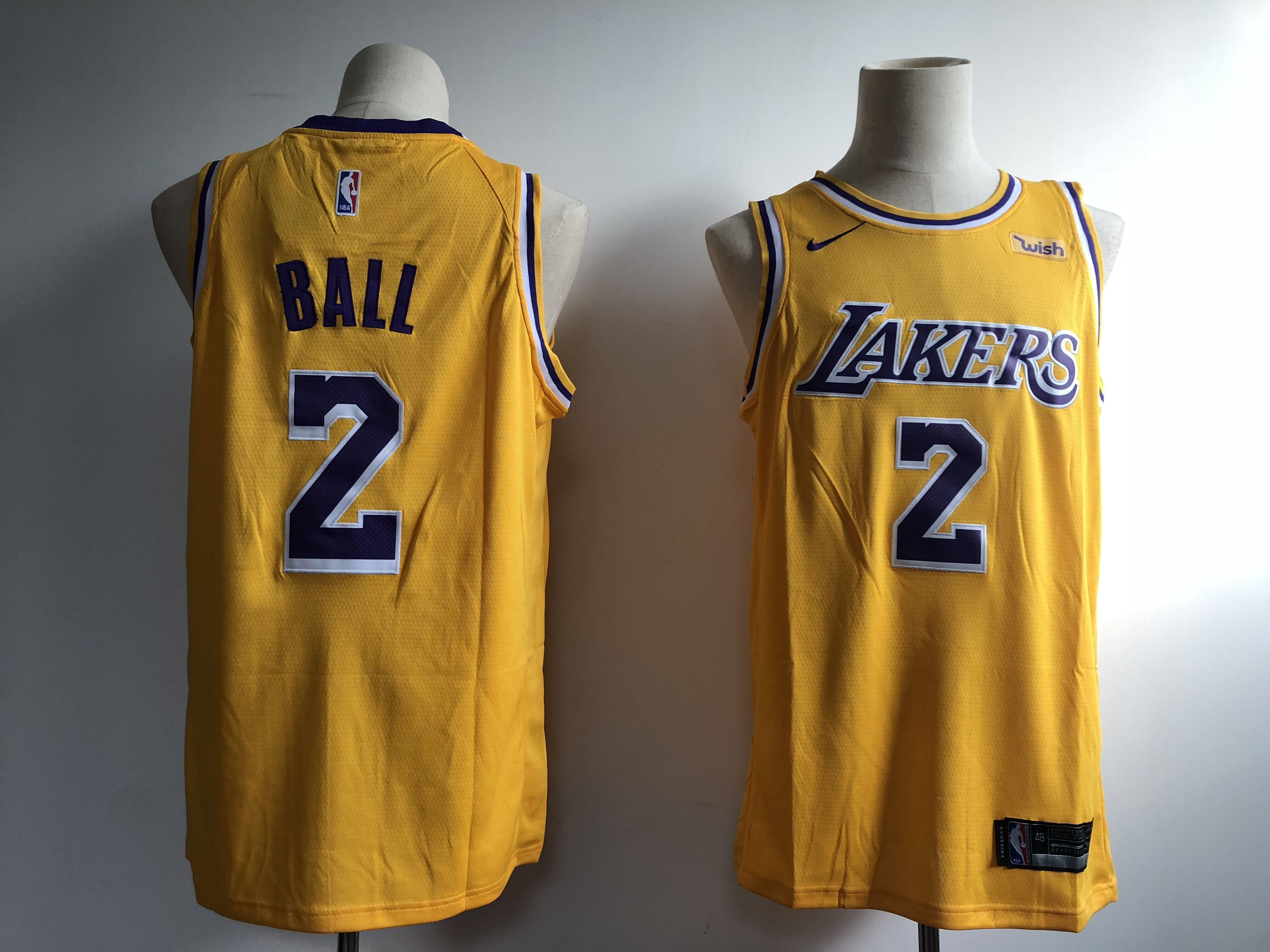 Men Los Angeles Lakers #2 Ball Yellow Nike NBA Jerseys